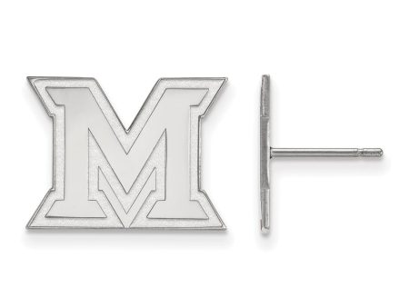 10k White Gold Miami University Small Post Earrings For Discount