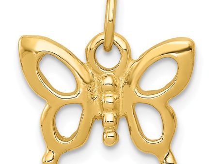 14k Yellow Gold Polished Butterfly Silhouette Charm, 15mm Supply