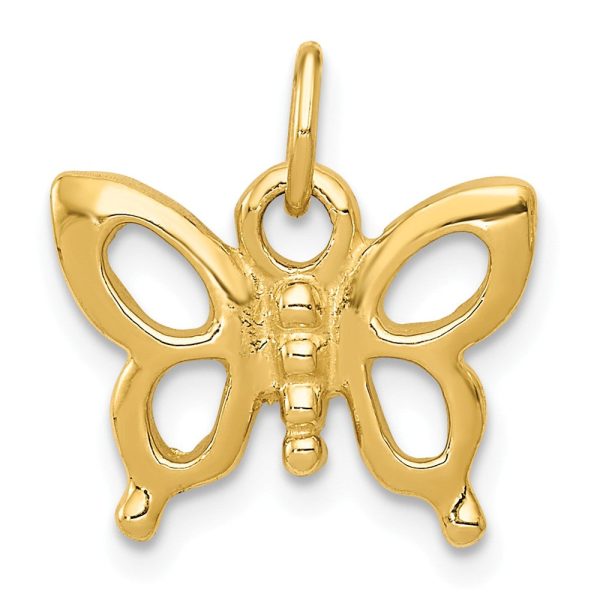 14k Yellow Gold Polished Butterfly Silhouette Charm, 15mm Supply