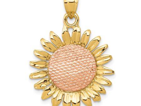 14k Yellow and Rose Gold Sunflower Pendant, 21mm (13 16 inch) Discount