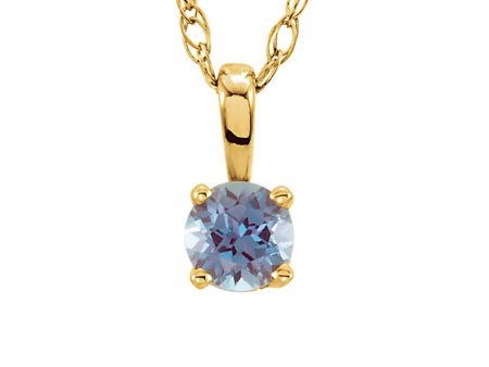 Youth 3mm Round Created Alexandrite 14k Yellow Gold Necklace, 14 Inch Online now