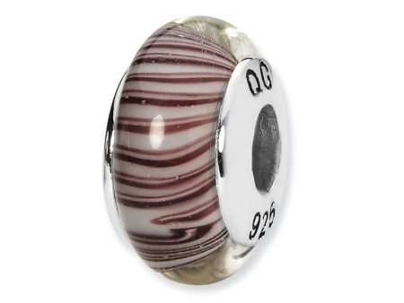 White Mauve Hand-Blown Glass & Sterling Silver Bead Charm, 13mm Online Sale