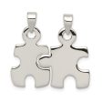 Sterling Silver, Set of 2, Polished Puzzle Piece Pendants For Cheap