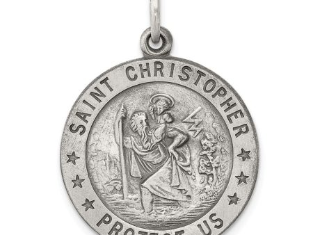 Sterling Silver Round St. Christopher Medal Pendant, 22mm (7 8 Inch) Online