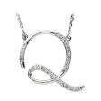 1 8 Ctw Diamond 14k White Gold Medium Script Initial Q Necklace, 17in For Cheap