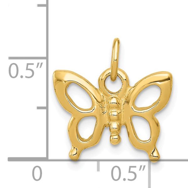 14k Yellow Gold Polished Butterfly Silhouette Charm, 15mm Supply