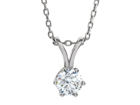 1 3 Ct Round Diamond Solitaire Necklace in 14k White Gold, 18 Inch Hot on Sale