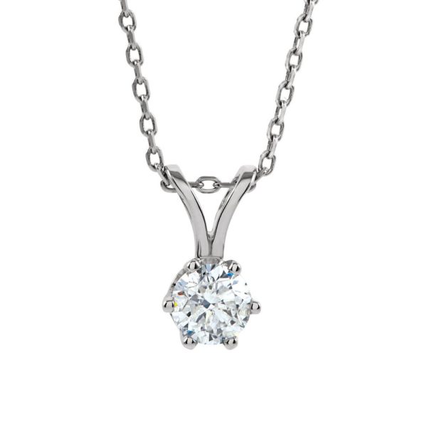 1 3 Ct Round Diamond Solitaire Necklace in 14k White Gold, 18 Inch Hot on Sale