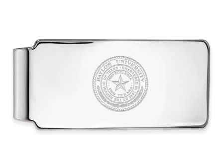 10k White Gold Baylor U Crest Money Clip Hot on Sale