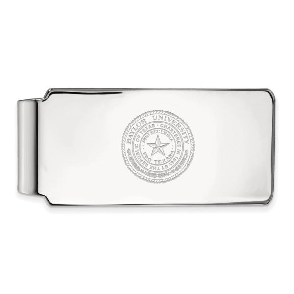 10k White Gold Baylor U Crest Money Clip Hot on Sale