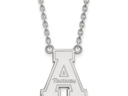 10k White Gold Appalachian State Large Pendant Necklace on Sale