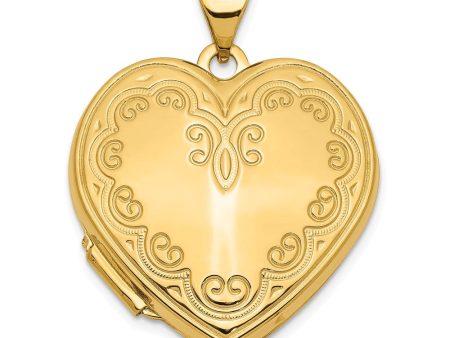 14k Yellow Gold 21mm Ornate Heart Locket on Sale