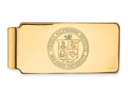 14k Yellow Gold Virginia Tech Crest Money Clip Hot on Sale