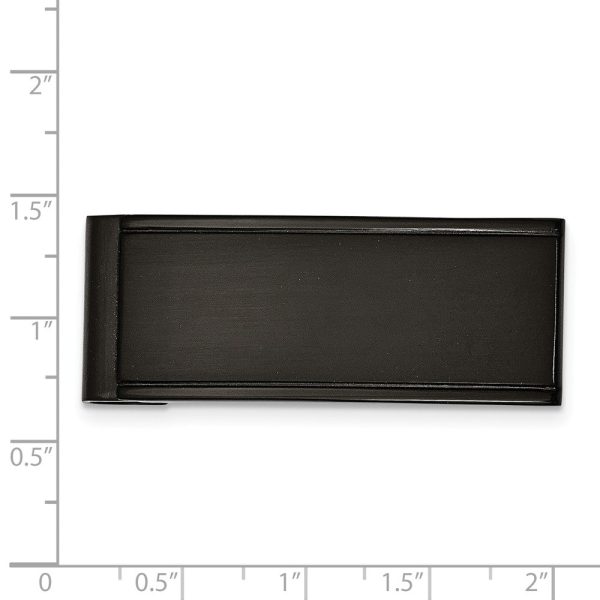 Men s Black-plated Stainless Steel Grooved Edge Money Clip Supply