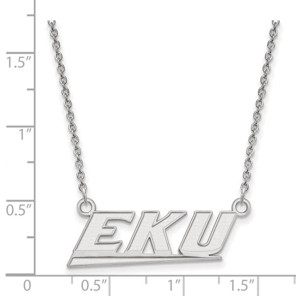 10k White Gold Eastern Kentucky U Small Pendant Necklace Cheap