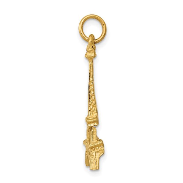 14k Yellow Gold Eiffel Tower Charm Pendant For Sale