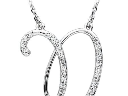 1 8 Ctw Diamond 14k White Gold Medium Script Initial N Necklace, 17in Supply