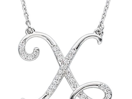 1 8 Ctw Diamond Sterling Silver Medium Script Initial X Necklace, 16in For Cheap