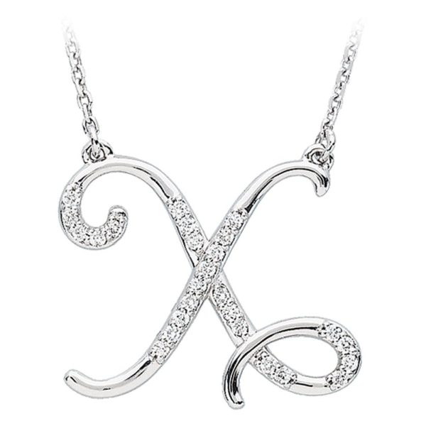 1 8 Ctw Diamond Sterling Silver Medium Script Initial X Necklace, 16in For Cheap