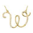 1 6 Ctw Diamond 14k Yellow Gold Medium Script Initial W Necklace, 17in on Sale