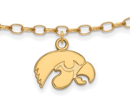 14k Gold Plated Sterling Silver University of Iowa Anklet, 9 Inch Cheap