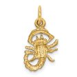 14k Yellow Gold Scorpio the Scorpion Zodiac Satin & Diamond Cut Charm Sale