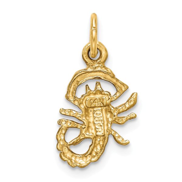 14k Yellow Gold Scorpio the Scorpion Zodiac Satin & Diamond Cut Charm Sale