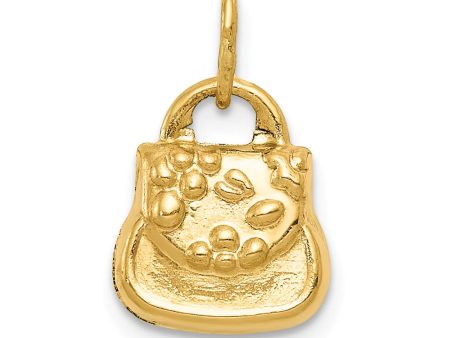 14k Yellow Gold Polished 3D Purse Charm, 10mm For Cheap