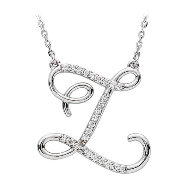 1 8 Ctw Diamond Sterling Silver Medium Script Initial Z Necklace, 16in Fashion