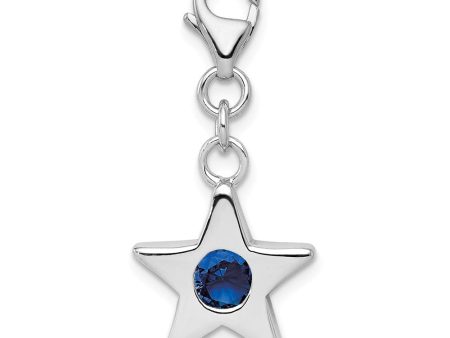 Sterling Silver September CZ Birthstone 13mm Star Clip-on Charm on Sale