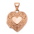 14k Rose Gold 15mm Scroll Heart Locket Discount