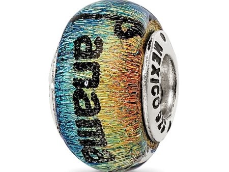 Orange Dichroic Glass Sterling Silver Panama City Palm Tree Bead Charm For Sale