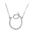 1 10 Ctw Diamond Sterling Silver Medium Script Initial O Necklace 16in For Sale