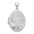 14k White Gold 21mm Domed Scroll Oval Locket on Sale