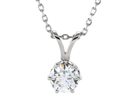 1 2 Ct Round Diamond Solitaire Necklace in 14k White Gold, 18 Inch Hot on Sale