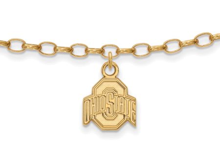 14k Gold Plated Sterling Silver Ohio State Univ. Anklet, 9 Inch on Sale