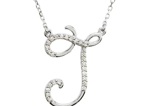 1 8 Ctw Diamond Sterling Silver Medium Script Initial J Necklace, 16in Online now