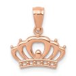 14k Rose Gold 13mm Polished Crown Pendant For Discount