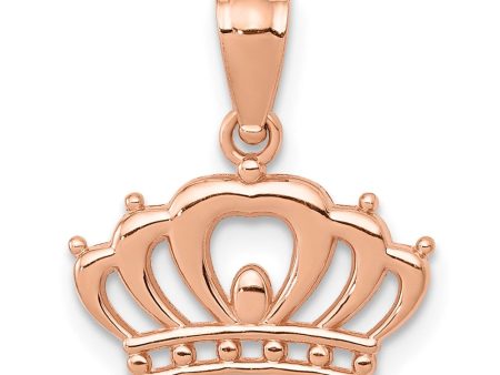 14k Rose Gold 13mm Polished Crown Pendant For Discount