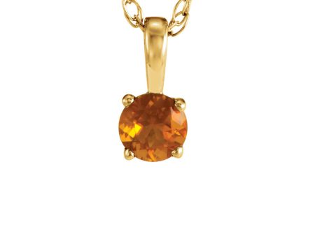 Youth 3mm Round Citrine Necklace in 14k Yellow Gold, 14 Inch Discount