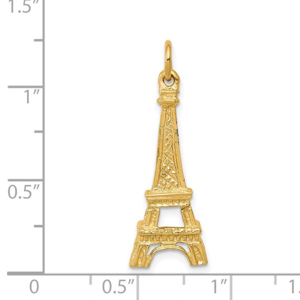 14k Yellow Gold Eiffel Tower Charm Pendant For Sale