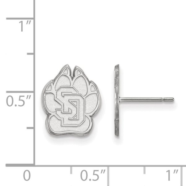 10k White Gold University of South Dakota Small Post Earrings For Cheap