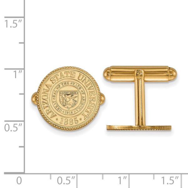 14k Gold Plated Silver Arizona State University Crest Cuff Links For Sale