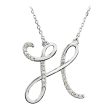 1 8 Ctw Diamond 14k White Gold Medium Script Initial H Necklace, 17in Online Hot Sale