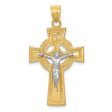 14k Two Tone Gold INRI Celtic Crucifix Pendant, 20 x 36mm Discount