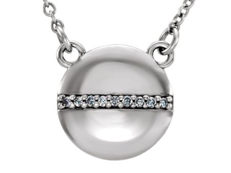 .025 Ctw Diamond 10mm Circle Necklace in 14k White Gold, 16 Inch Sale