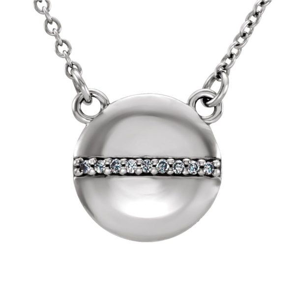 .025 Ctw Diamond 10mm Circle Necklace in 14k White Gold, 16 Inch Sale