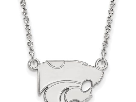 10k White Gold Kansas State Small Wildcat Pendant Necklace Online Sale