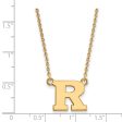 14k Yellow Gold Rutgers Small Initial R Pendant Necklace For Cheap