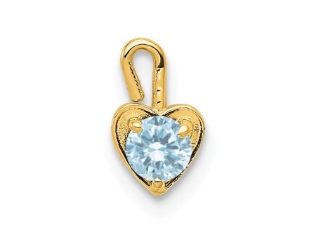 Mar Synthetic Aquamarine 14k Yellow Gold Heart Pendant Enhancer, 5mm on Sale